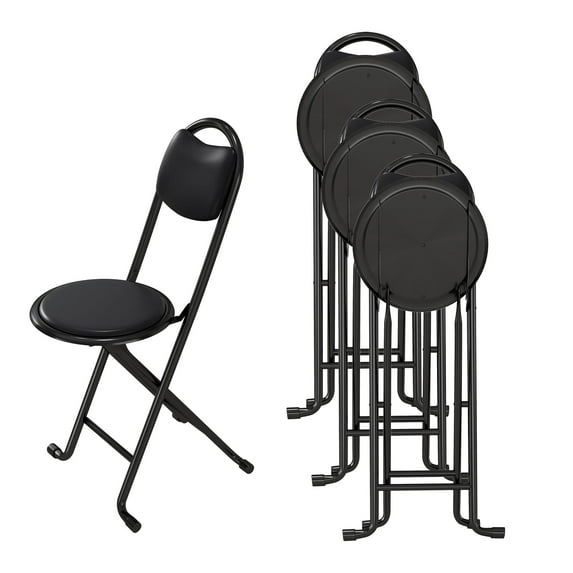 New 4pcs Folding Stool with Back, Cushioned Padded Folding Stool, Portable Folding Chairs for Outdoor Indoor Kitchen Shop Cafe