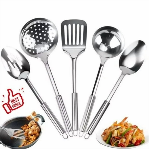 New 5 Pcs Kitchen Cooking Utensils Set Stainless Steel Spoons And Spatula Set Us