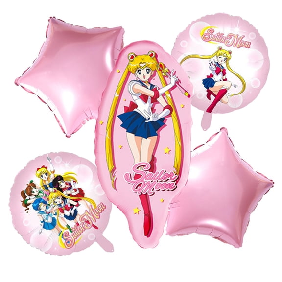 New 5-Piece Sailor Moon Anime Foil Balloon Party Set, Birthday Party Interior Decorations Props