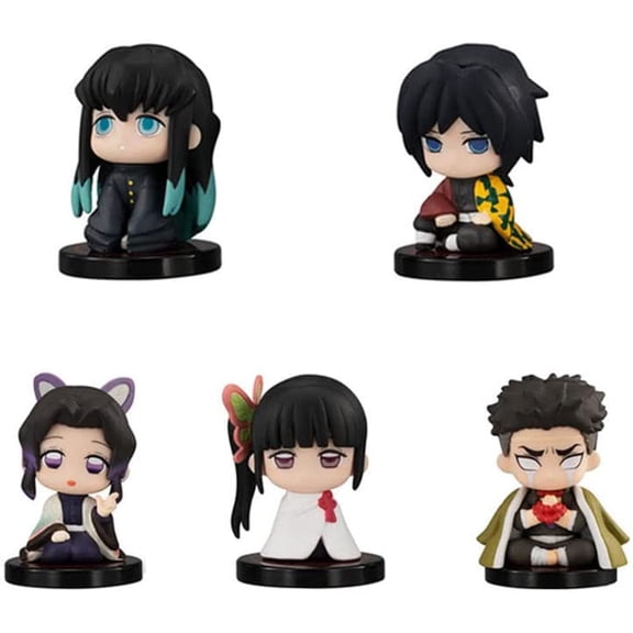 New, 5 Pieces Tanjiro Kamado Nezuko Zenitsu Inosuke 5cm/2inch Mini Statue PVC Collectible (Type 2)