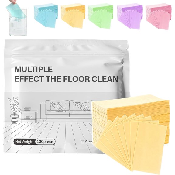 New 500-100 Piece Floor Cleaning Tablets Multi- Surface Cleaner, Multiple Effect The Floors Clean, Streak-Free Floor Mopping Solution for Home & Rv for Hardwood, Tile, Laminate & More (Yellow, 100Pcs