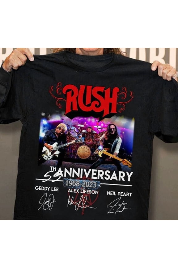 New 55 Years RUSH Band 1968-2023 Signatures T-Shirt All Size S to 5XL