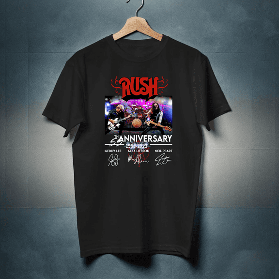 New 55 Years RUSH Band 1968-2023 Signatures T-Shirt All Size S to 5XL