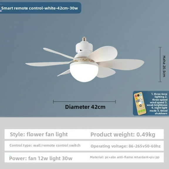 New 6 Blade E27 Ceiling Fan Light Remote Control Multi Color Options Ceiling Fan and Light Combo