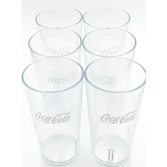 New (6) Coke Coca Cola Restaurant Clear Plastic Tumblers Cups 16 oz Carlisle