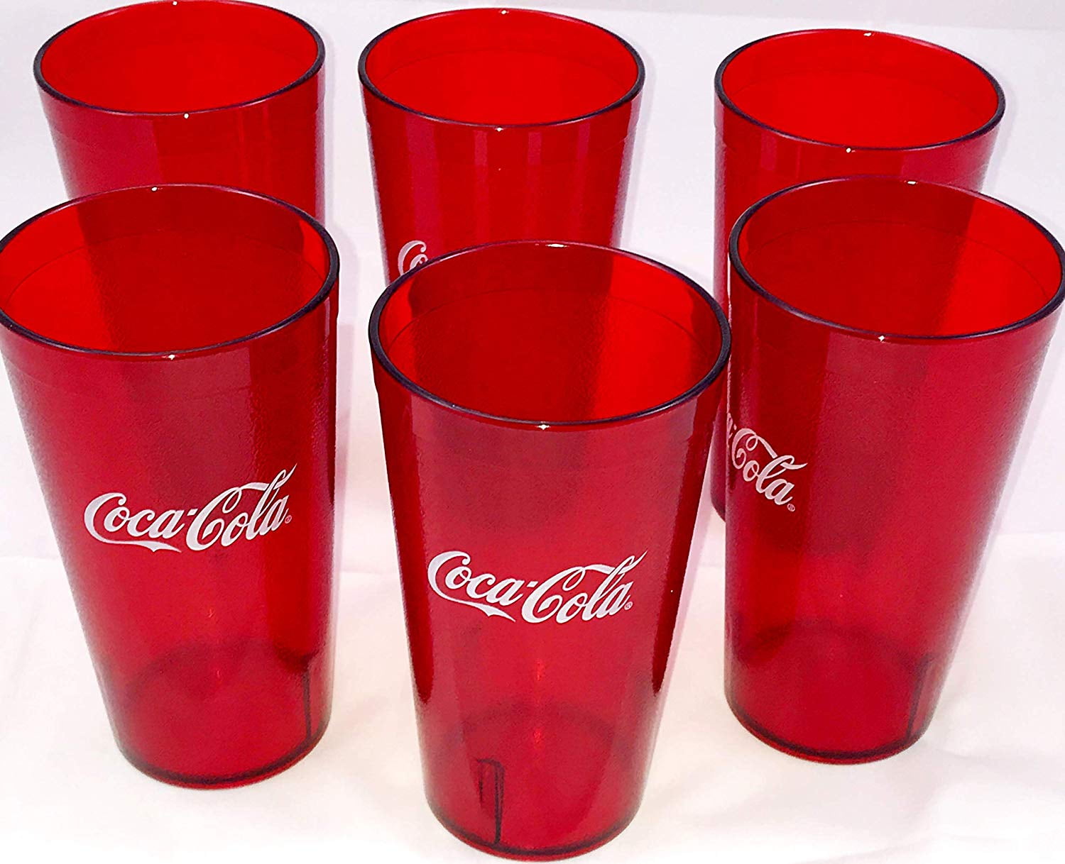 New (6) Coke Coca Cola Restaurant Red Plastic Tumblers Cups 16oz
