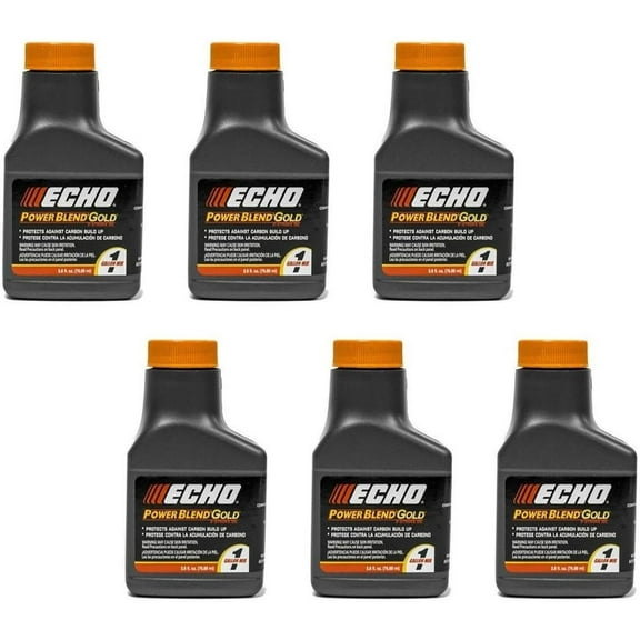 (New) 6 Pack Echo Oil 2.6 oz Bottles 2 Cycle Mix for 1 Gallon Power Blend 6450001G fits 6450001G Replaces 6450001 Perfect for Your Lawn Mower