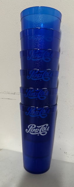 New (6) Pepsi Cola Restaurant Blue Plastic Tumblers Cups 20oz Carlisle