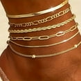 thumbnail image 1 of New 6-piece Anklet Personality Chain Like Flat Snake, 1 of 2