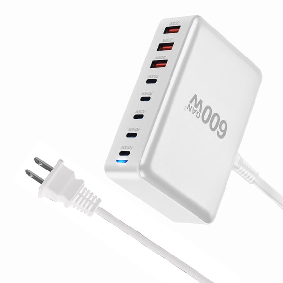 New 600W Gallium Nitride Pd3.1 Desk Charger 6 C2A Charger Multi-Function PD Fast Charge Adapter