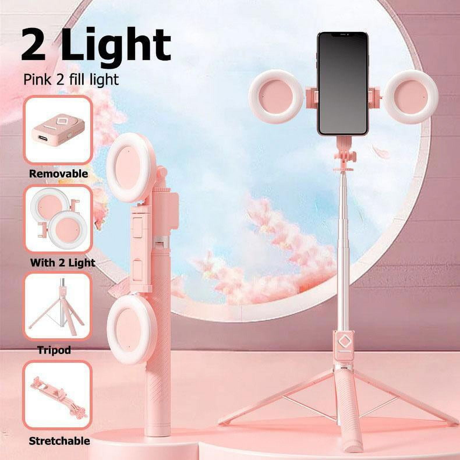 New 67'' Phone Tripod with Fill Light & Remote, Selfie Stick Tripod, Extendable Stand for iPhone 16/15/14/13/12 & Android, Stable, Portable Travel Accessory (Compatible with all iPhone & Android）