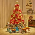 thumbnail image 1 of New 6ft Red Christmas Tree with Red Bow, Metallic Red Ornaments, and 10m Warm LED String Lights, 1 of 5