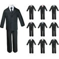 thumbnail image 1 of New 6pc Black Formal Tuxedo Suit + Extra Satin Necktie for Boy Baby Toddler S-20, 1 of 7