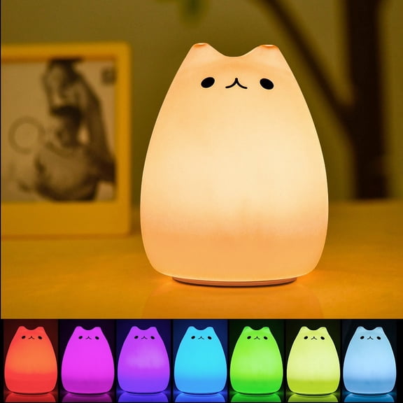 New 7-Colors Silicone LED Light, Cute Cat Bedroom Night Light Table Lamp, Illuminated Desk Light