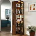 thumbnail image 1 of New 70" Display Cabinet with Glass Doors and Lights, with multi-functional pull-out multi-tier storage shelf , Wooden Display Storage Cabinets, 1 of 8