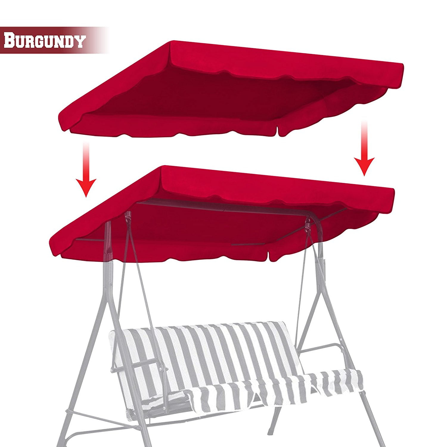 New 73 "x52" Swing Canopy Replacement Porch Top Cover Seat Patio Outdoor Furniture (Burgundy)