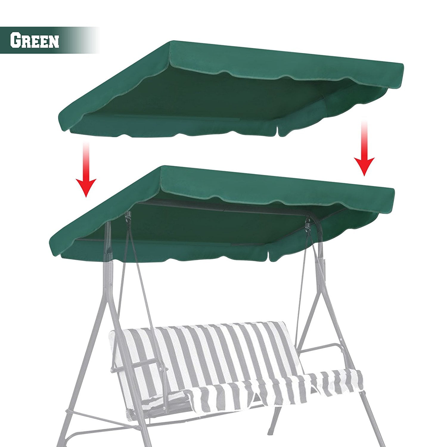New 73 "x52" Swing Canopy Replacement Porch Top Cover Seat Patio Outdoor Furniture (Green)