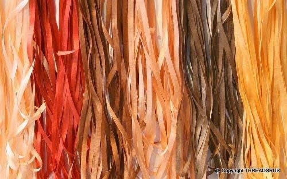 New 7mm Size ThreadNanny 6 Spools of 100% Pure Silk Ribbons - Brown Tones - 60 MTS x 7mm