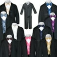 thumbnail image 1 of New 7pc Satin Vest Bow Tie + Boy Baby Toddler Kid Black Formal Suit Tuxedo S-20, 1 of 1