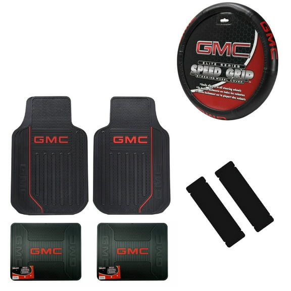 New 7pcs GMC Elite Style Car Truck All Weather Floor Mats Steering Wheel Cover