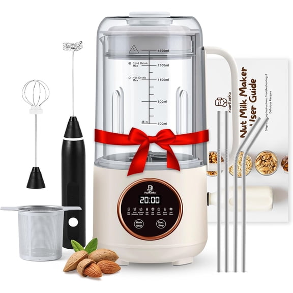 New 8-in-1 Nut Milk Maker 50oz  Almond, Soy, Oat, Coconut Milk, Non-Dairy Milk, Plant Milk, with 12 Blades Milkshake  Features Include Delay Start, Self-Cleaning and Frother  Comes with Recipe Boo