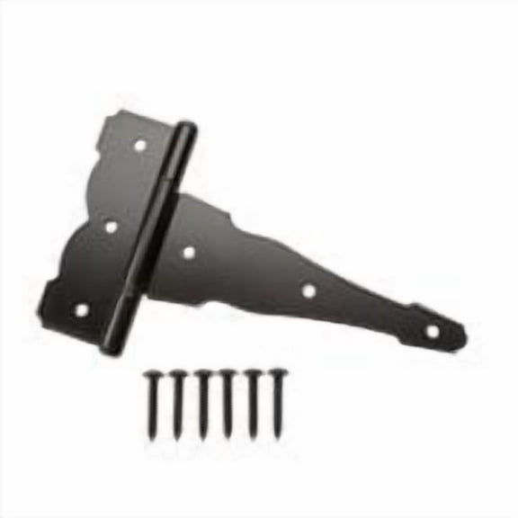 New 8 in. x 5.5 in. Black Heavy-Duty Decorative Tee Hinge