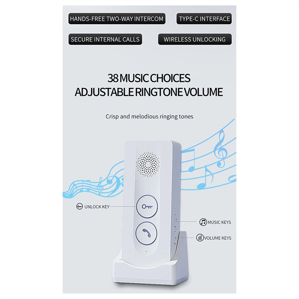 New 800M Long Distance Outdoor Doorbell Wireless Intercom Door Phone Unlocking Two-Way Intercom 433MHz A,1 set of Wireless intercom doorbell (different batches, accessories style and color are random)