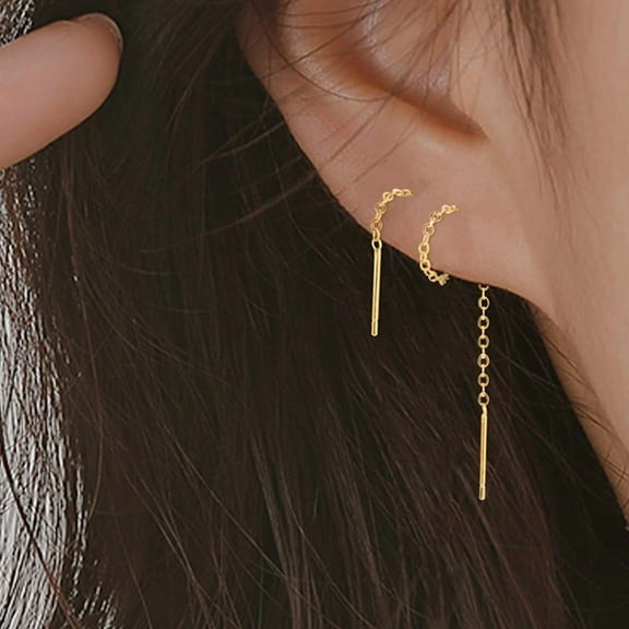New 8CM Long Tassel Ear Line Thread Threader Drop Earrings For Women Minimalist Gold Wire Bars Rolo Chain Earrings