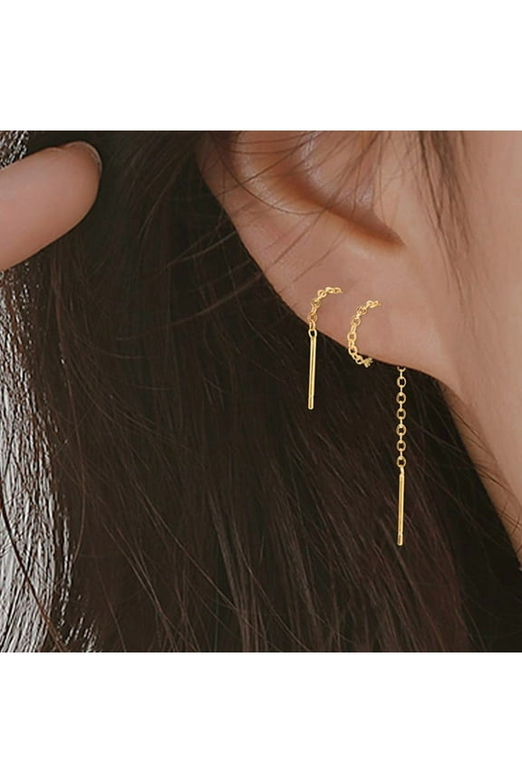 New 8CM Long Tassel Ear Line Thread Threader Drop Earrings For Women Minimalist Gold Wire Bars Rolo Chain Earrings