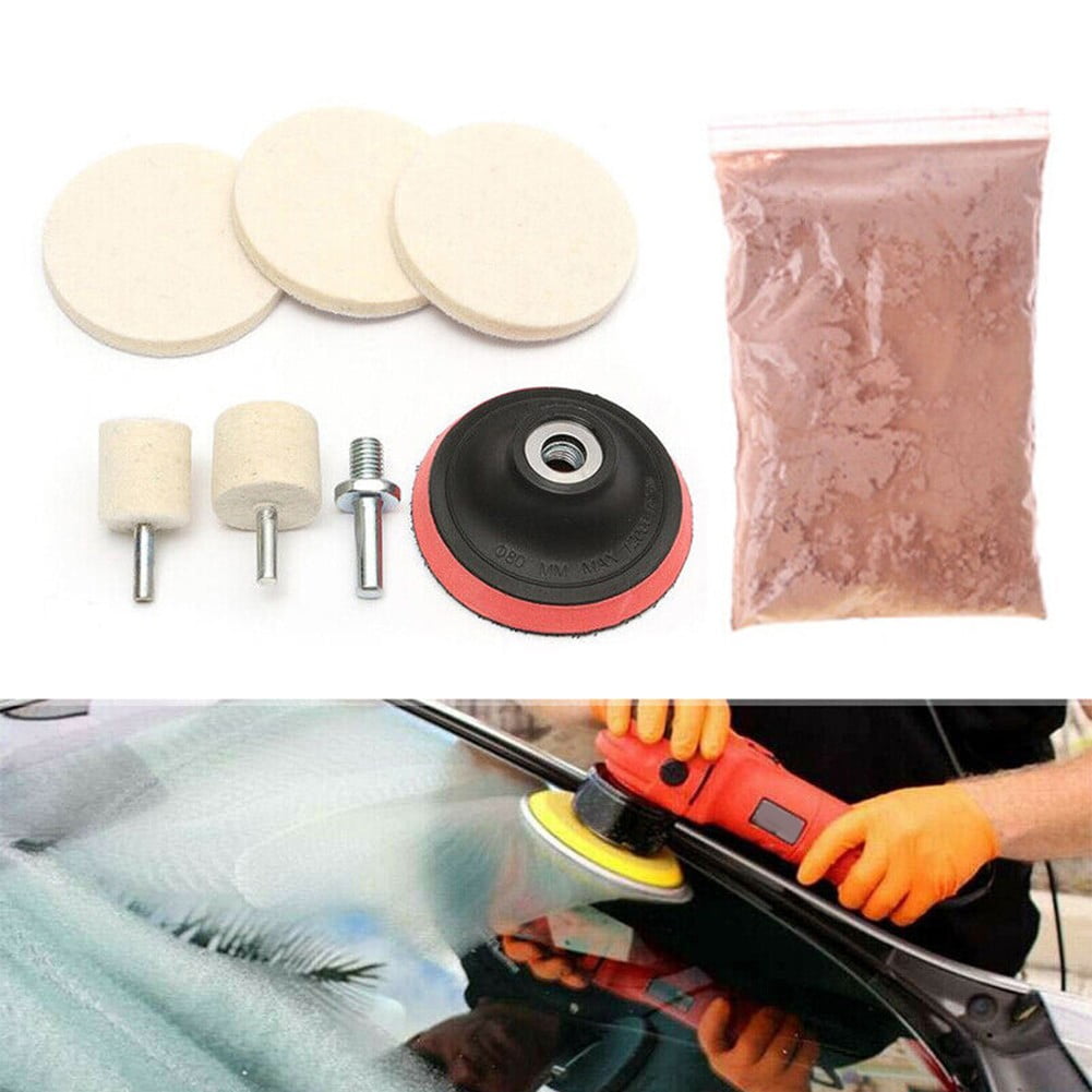 Glass Polishing Kit, Car Windshield Glass Scratch Remover, Deep Scratch  Removal Wheel Set Polishing Pads for Any Windshield
