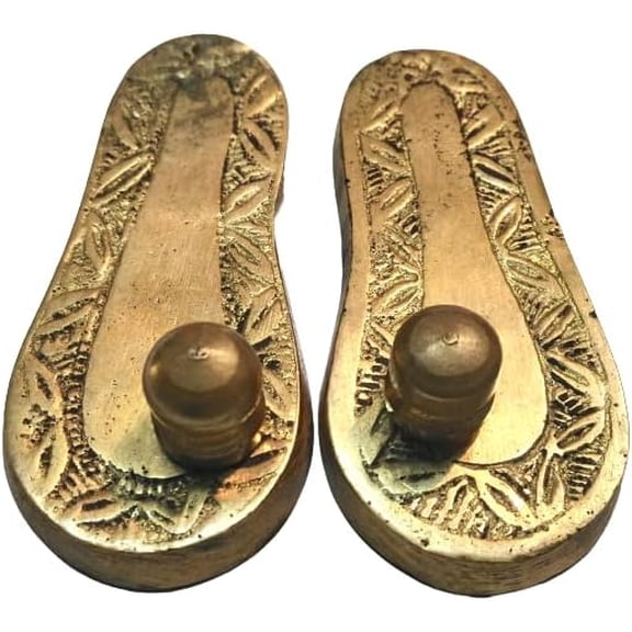 New 9 Cm Brass HOLY CHARAN PADUKA VASTU Hindu PUJA Religious BANARAS Spiritual