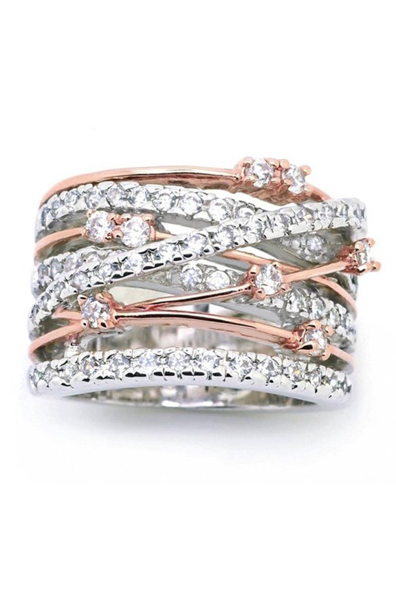 New 925 Sterling Silver Ring Inlaid With AAAAA Zircon Interwoven Ring For Woman Charm Jewelry