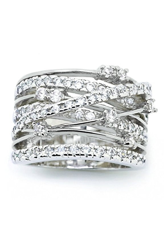 New New 925 Sterling Silver Ring Inlaid With AAAAA Zircon Interwoven Ring For Woman Charm Jewelry