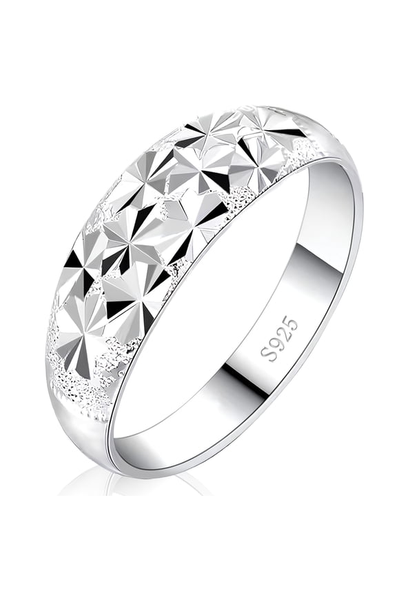 New 925 Sterling Silver Ring with Sparkling Flower Carving Suitable for Women to Give As a Gift to That Special Person,6