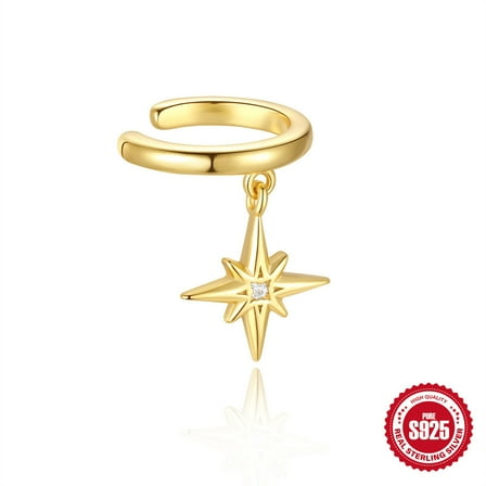 New 925 sterling silver gold-plated tassel diamond clip earrings