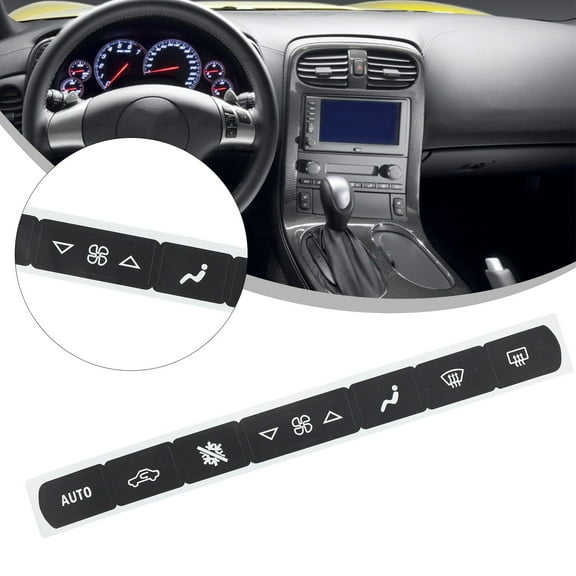 New A/C Climate Control Button Repair Decal For Corvette C6 2005-13 A/C Push Button Repair Sticker Car Decor Black