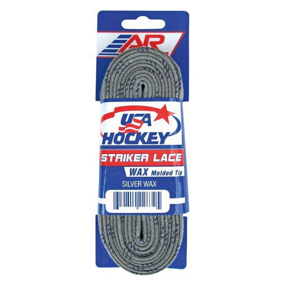 New A&R 2 Pair USA Hockey Striker WAXED Molded Tip Skate Laces Silver 72"-120"