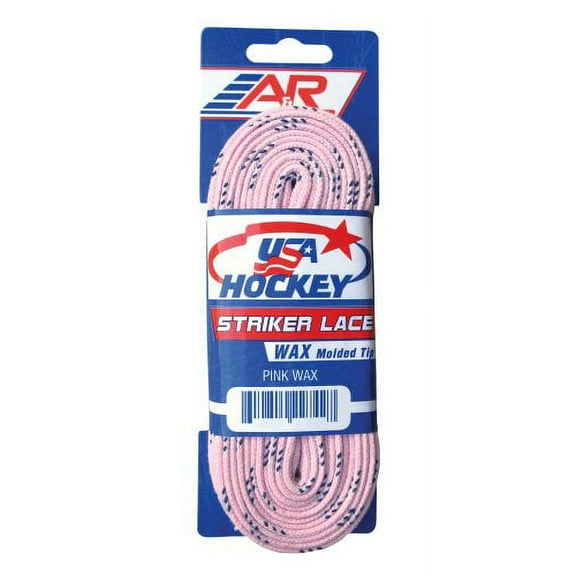 New A&R 2 Pk USA Hockey Striker WAXED Molded Tip Skate Laces Light Pink 72"-120"
