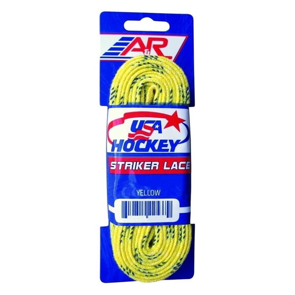 New A&R Dozen (12) Pair USA Hockey Striker WAXLESS Molded Tip Skate Laces Yellow
