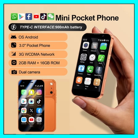 New A17 Mini 3G Smart Phone Android8.1 3.0 Inches 2GB RAM 16GB ROM WiFi hotspot GPS Dual SIM Standby Play Store Little Phone