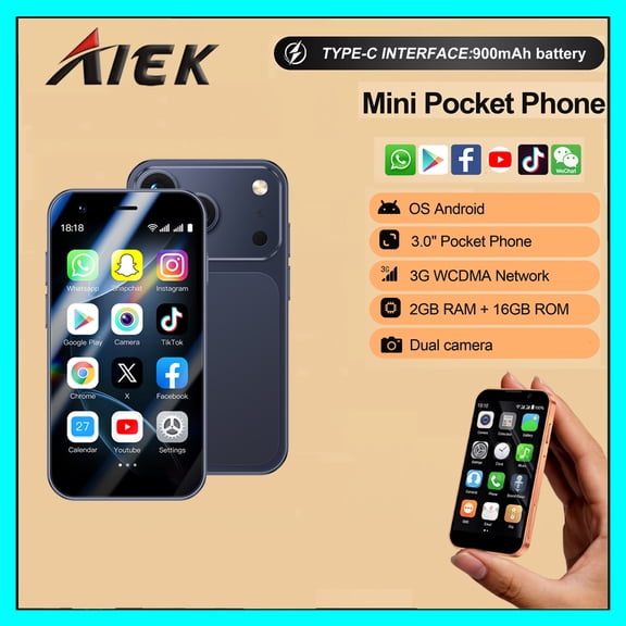 New A17 Mini 3G Smart Phone Android8.1 3.0 Inches 2GB RAM 16GB ROM WiFi hotspot GPS Dual SIM Standby Play Store Little Phone