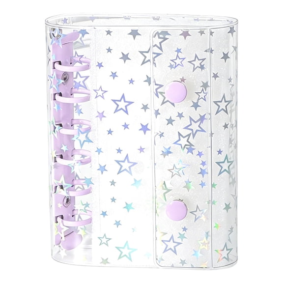 New A7 Transparent Binder Cover, Colorful Planner Sleeve, Notebook Replacement, Glitter Star Design | Durable Protective Cover, Decorative Organizer for Office Use by RUIQPGRT