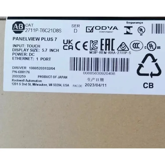 New AB 2711P-T6C21D8S Allen-Bradley HMI PanelView Plus 7 Graphic Terminal