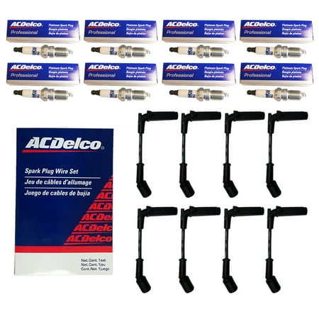 New ACDelco Spark Plugs 41-962 (8) + (8) ACDelco Mexico Spark Plug Wires W/HeatShields 748RR For LS2 LS3 LS4 LS7 Engines