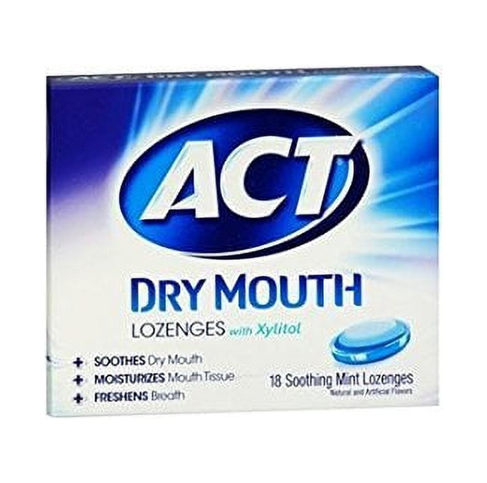 "New! ACT Total Care Dry Mouth Lozenges, Mint 4 x 18 ea"