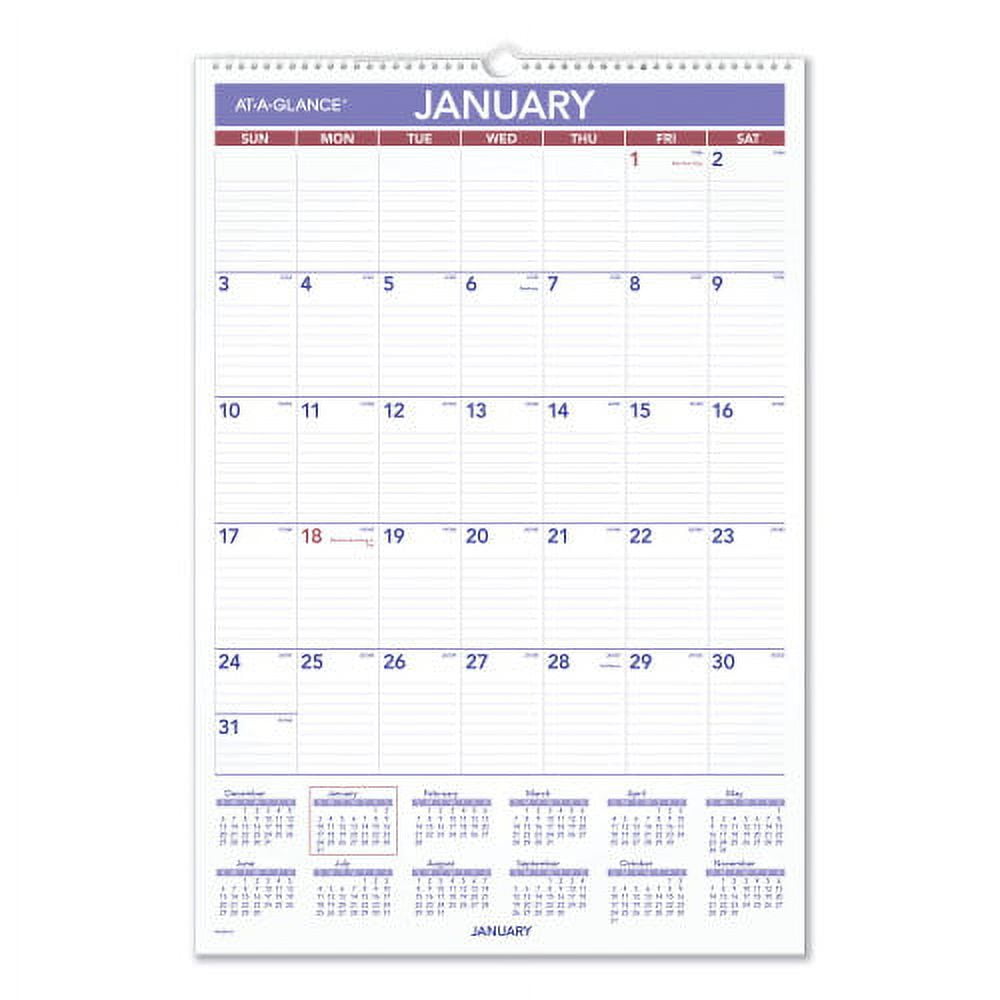 New ATAGLANCE Erasable Wall Calendar, 15.5 x 22.75, White Sheets, 12