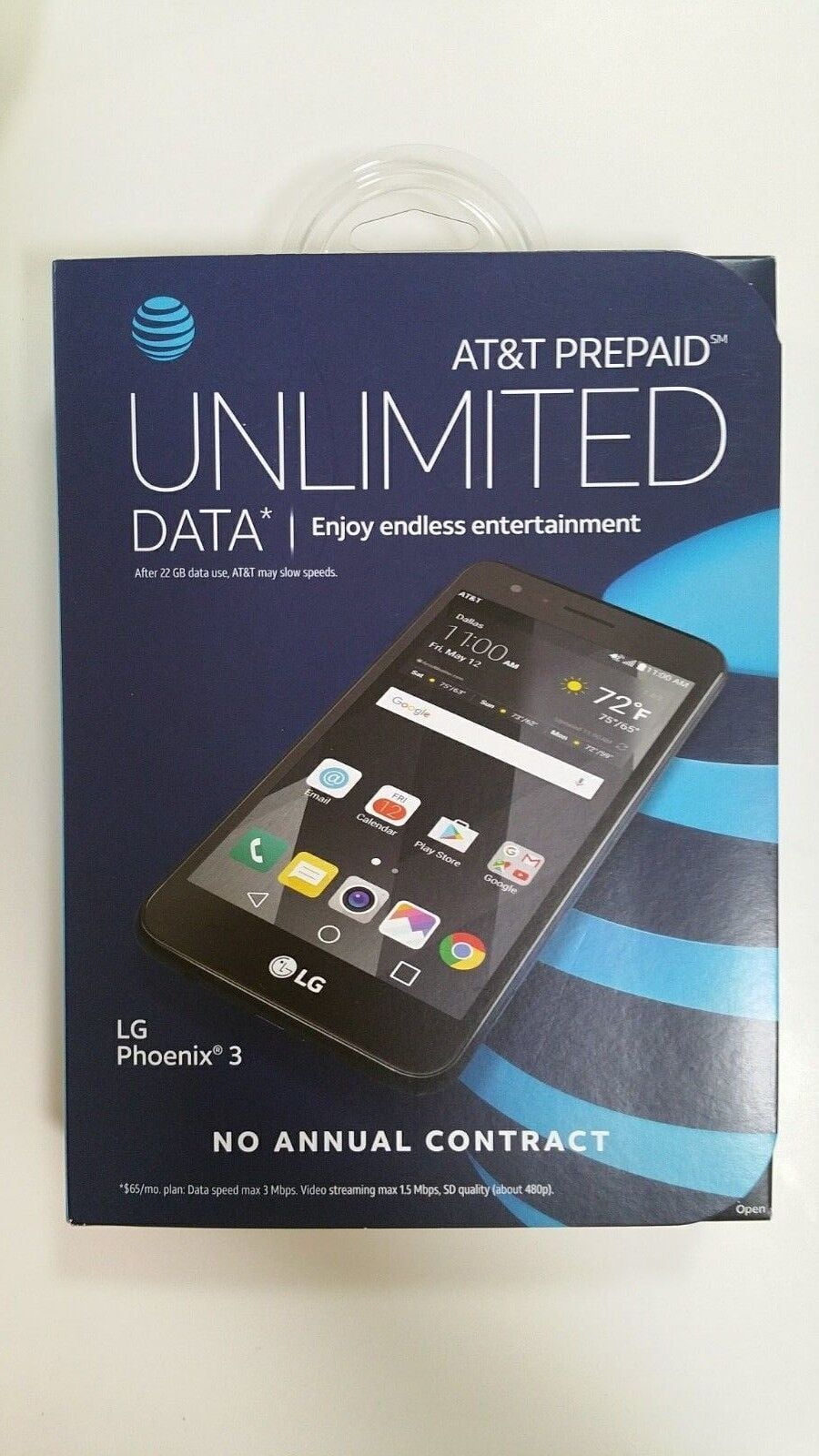 AT&T LG Phoenix 3 16GB Smartphone (Prepaid), Black