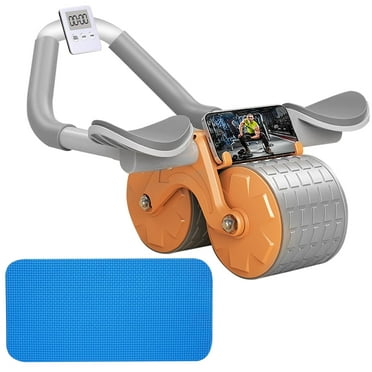 Ab Roller Wheel, Automatic Rebound Abdominal Wheel, with Timer and Knee Mat, Ab Abdominal Exercise Roller with Elbow Support, Abs Workout Equipment Ab Exercise Roller for Women Men (Orange) ﻿