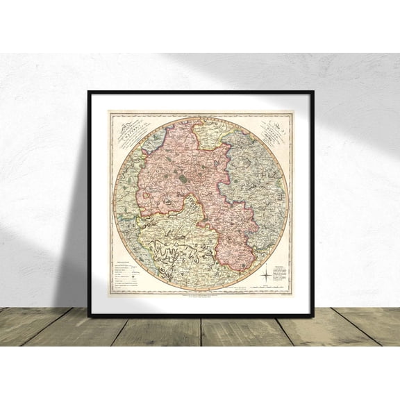 New Accurate Map Country Round University Of Oxford Square Poster Vintage Maps, Unframed Paper Poster 8x10in