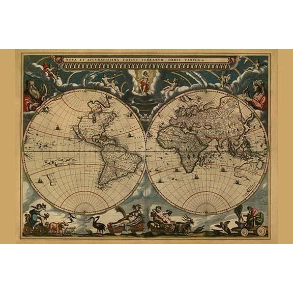 New & Accurate Map of the World- Fine Art Canvas Print (20" x 30")